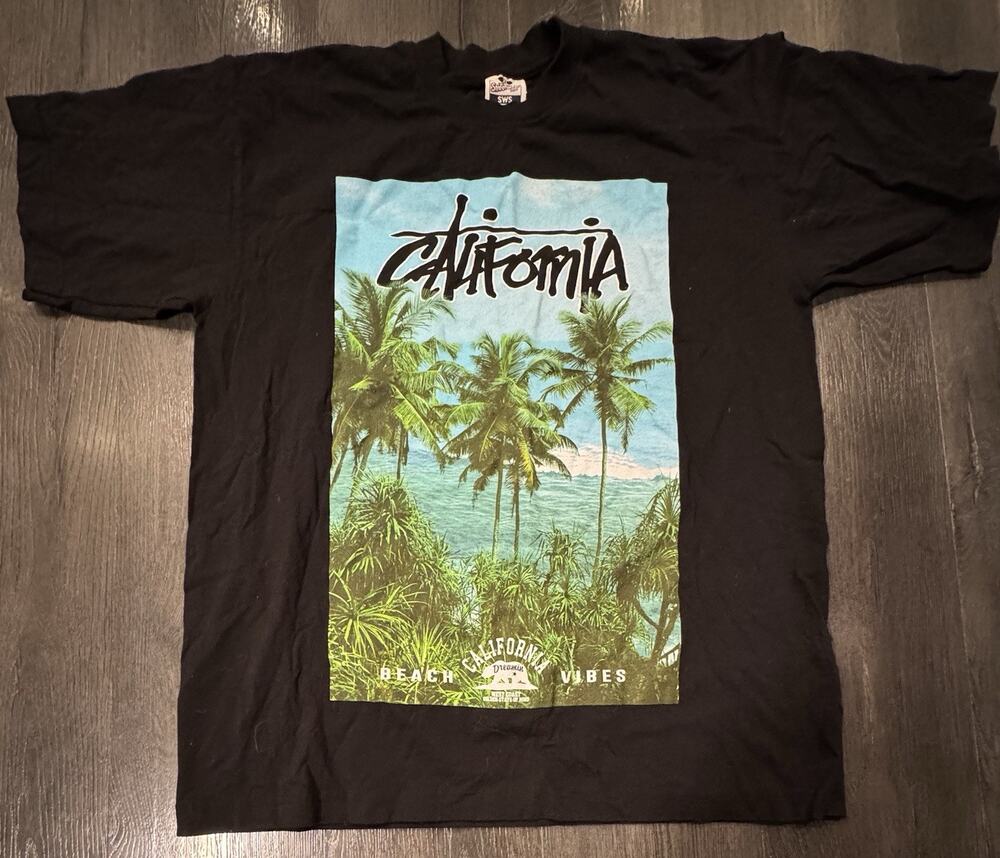 CALIFORNIA T-shirt Cali Life Palm Tree Urban Streetwear Men's Black Beach Vibes